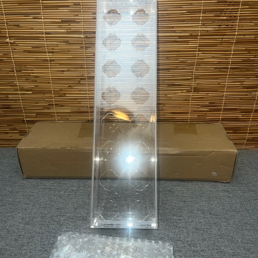 Acrylic Rectangular Flower Vase - 16 Inches , 18Holes, Clear Modern Floral Cente